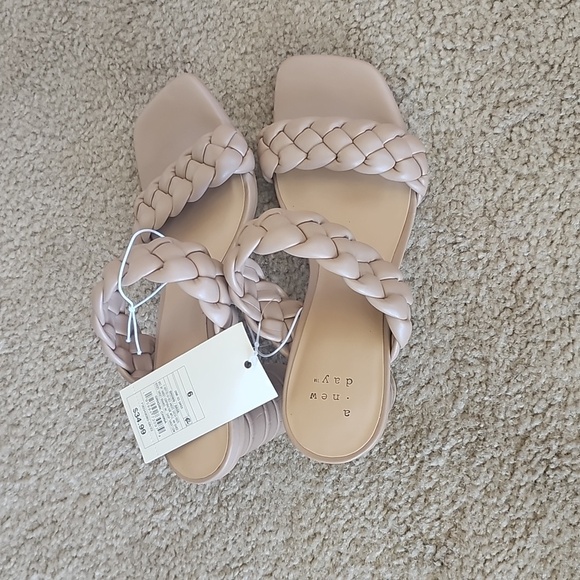 Women's Basil Mule Heels - a New Day Braided Strap Tan Size 6 - Picture 4 of 6